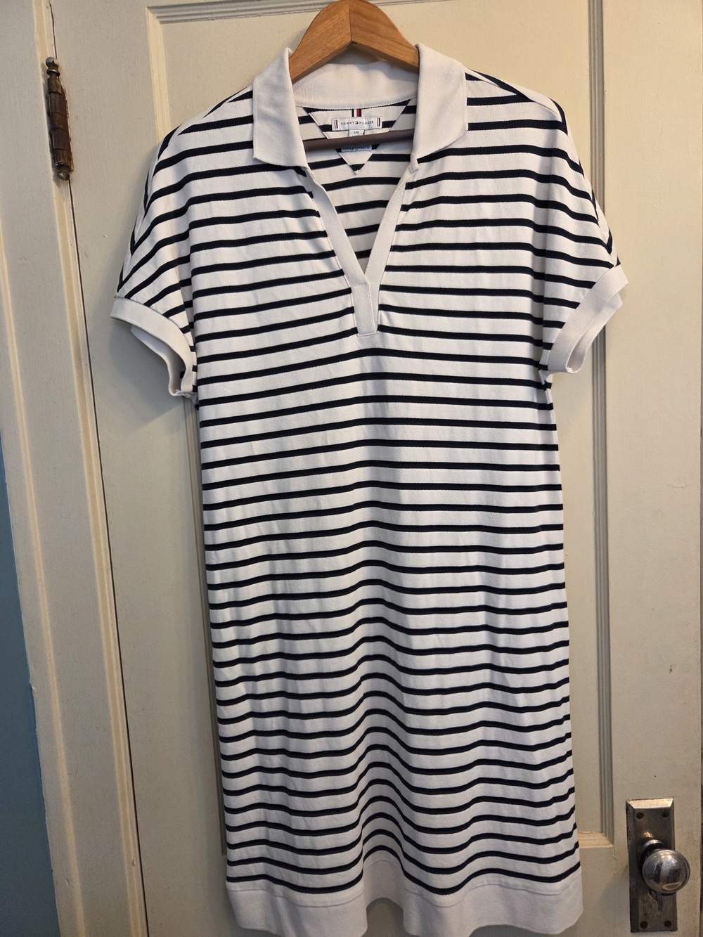 Tommy Hilfiger White and Navy Striped Polo Dress